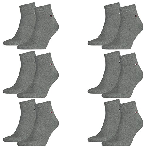 Tommy Hilfiger Herren Quarter Socken Kurzsocken Business Socken 342025001 12 Paar, Farbe:Grau, Größe:47-49, Menge:12 Paar (6x 2er Pack), Artikel:-758 middle grey melange von Tommy Hilfiger