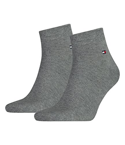 Tommy Hilfiger Herren Quarter Socken Kurzsocken Business Socken 2 Paar, Farbe:Grau, Menge:2 Paar (1x 2er Pack), Größe:47-49, Artikel:-758 middle grey melange von Tommy Hilfiger