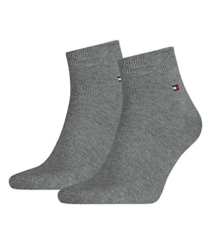 Tommy Hilfiger Herren Quarter Socken Kurzsocken Business Socken 342025001 2 Paar, Farbe:Grau, Größe:47-49, Menge:2 Paar (1x 2er Pack), Artikel:-758 middle grey melange von Tommy Hilfiger