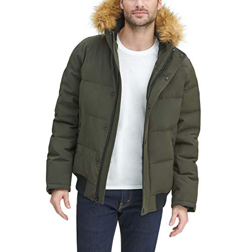 Tommy Hilfiger Herren Quilted Arctic Cloth Snap Front Snorkel Bomber Jacket Parka, Dunkler Wald, Mittel von Tommy Hilfiger