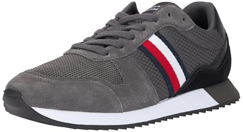 Tommy Hilfiger Herren Runner Sneaker Low Top, Grau (Dark Ash), 40 von Tommy Hilfiger