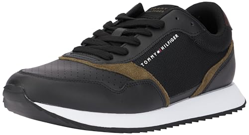 Tommy Hilfiger Herren Runner Sneaker Seasonal Mix Low Top, Schwarz (Black), 40 von Tommy Hilfiger