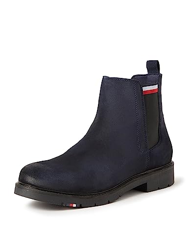 Tommy Hilfiger Herren RWB Hilfiger Suede Chelsea FM0FM04202 Mittelhohe Stiefel, Blau (Desert Sky), 41 EU von Tommy Hilfiger