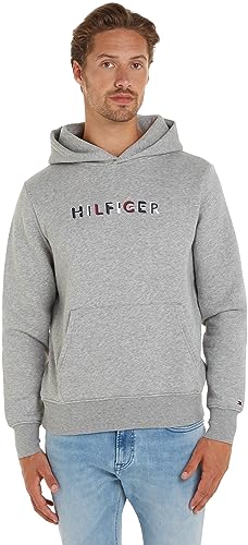 Tommy Hilfiger Herren Hoodie mit Kapuze, Grau (Light Grey Heather), 3XL von Tommy Hilfiger