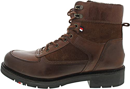 Tommy Hilfiger Herren RWB Hilfiger Warm Mix Lace Boot Mittelhoher Stiefel, Winter Cognac, 41 EU von Tommy Hilfiger