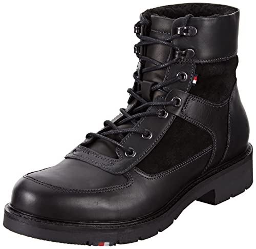 Tommy Hilfiger Herren RWB Hilfiger WARM Mix LACE Boot Mittelhohe Stiefel, Schwarz (Black), 45 EU von Tommy Hilfiger