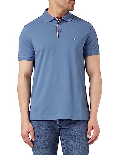 Tommy Hilfiger Herren Poloshirt Kurzarm Placket Regular Fit, Blau (Blue Coast), S von Tommy Hilfiger