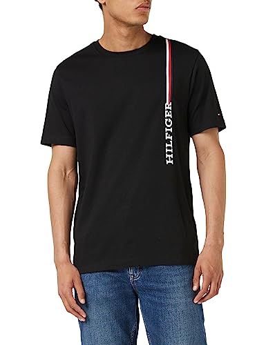 Tommy Hilfiger Herren T-Shirt Kurzarm Rundhalsausschnitt, Schwarz (Black), S von Tommy Hilfiger