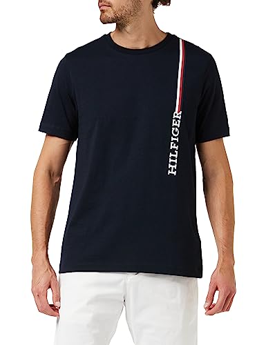 Tommy Hilfiger Herren T-Shirt Kurzarm Rundhalsausschnitt, Blau (Desert Sky), XS von Tommy Hilfiger