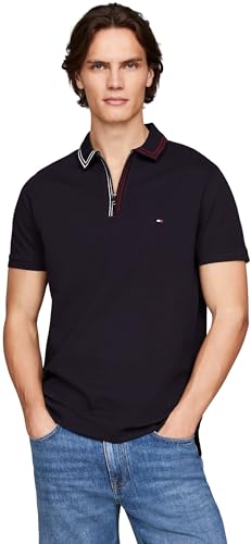 Tommy Hilfiger Herren Poloshirt Kurzarm Regular Fit, Blau (Desert Sky), XS von Tommy Hilfiger