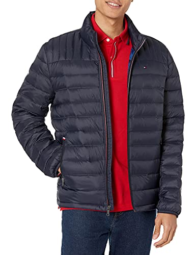 Tommy Hilfiger Herren Real Down Packable Puffer Jacke Daunenmantel, Mitternacht/Ausflug, einfarbig (Midnight//Getaway Solids), S von Tommy Hilfiger