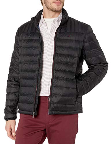 Tommy Hilfiger Herren Daunenjacke, isoliert, verstaubar Daunenmantel, Schwarz, XL von Tommy Hilfiger