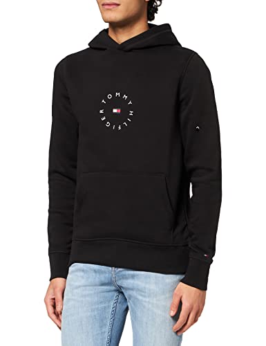 Tommy Hilfiger Herren Roundall Graphic Hoodie Kapuzenpullover, Black, XL von Tommy Hilfiger