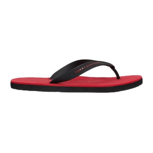 Tommy Hilfiger Herren Flip Flops Rubber Beach Sandal Zehentrenner, Schwarz (Black), 40 von Tommy Hilfiger