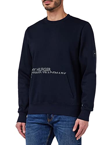 Tommy Hilfiger Herren Sweatshirt Badged Graphic Crewneck ohne Kapuze, Blau (Desert Sky), L von Tommy Hilfiger
