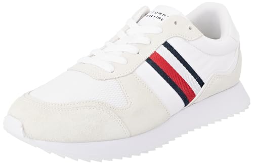 Tommy Hilfiger Herren Runner Sneaker Sportschuhe, Weiß (White), 43 EU von Tommy Hilfiger