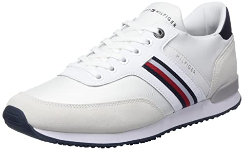 Tommy Hilfiger Herren Runner Sneaker Iconic Sock Runner Mix Sportschuhe, Weiß (White), 44 EU von Tommy Hilfiger