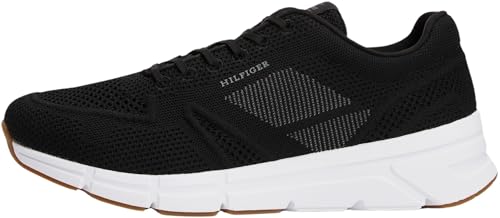 Tommy Hilfiger Herren Runner Sneaker Modern Comfort Knit mit Logo, Schwarz (Black), 43 von Tommy Hilfiger