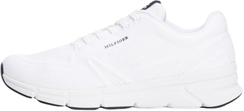 Tommy Hilfiger Herren Runner Sneaker Modern Comfort Knit mit Logo, Weiß (White), 41 von Tommy Hilfiger