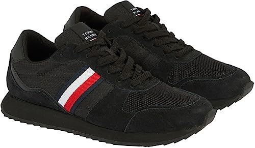 Tommy Hilfiger Herren Runner Sneaker Runner Evo Mix Sportschuhe, Schwarz (Black), 45 von Tommy Hilfiger