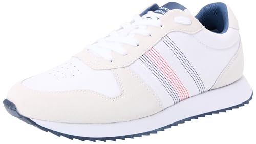 Tommy Hilfiger Herren Runner Sneaker Runner Evo Mix Stitch Sportschuhe, Weiß (White), 44 von Tommy Hilfiger