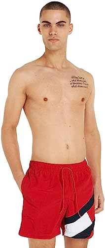 Tommy Hilfiger Herren Badeshorts Medium Drawstring Mittellang, Rot (Primary Red), L von Tommy Hilfiger