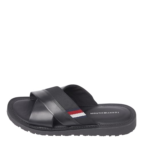 Tommy Hilfiger Herren Sandalen aus Leder, Schwarz (Black), 42 von Tommy Hilfiger