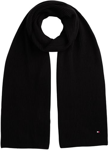 Tommy Hilfiger Herren Schal Flag Pima Cotton Cash aus Rippstrick, Schwarz (Black), Einheitsgröße von Tommy Hilfiger
