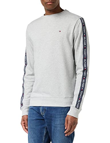 Tommy Hilfiger Herren Sweatshirt ohne Kapuze, Grau (Grey Heather), L von Tommy Hilfiger