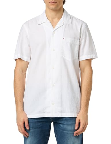 Tommy Hilfiger Herren Hemd Seersucker Solid Shirt Kurzarm, Weiß (Optic White), M von Tommy Hilfiger