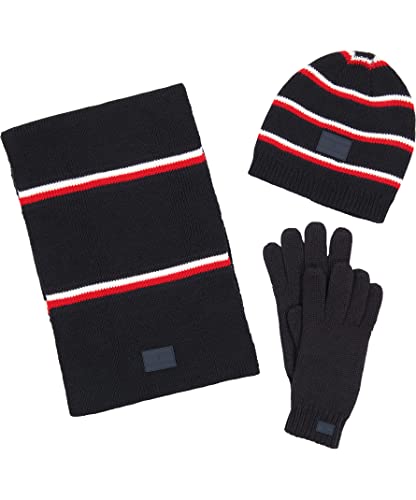 Tommy Hilfiger Herren Set, Schal und Handschuhen Beanie-Mütze, Wüstenhimmel, Einheitsgröße von Tommy Hilfiger