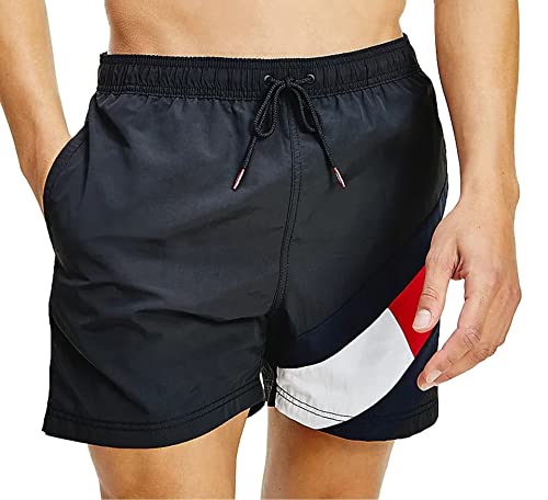 Tommy Hilfiger Herren Badeshorts Medium Drawstring Mittellang, Schwarz (Black), L von Tommy Hilfiger