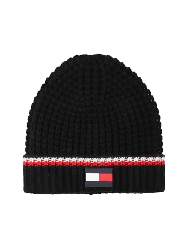 Tommy Hilfiger Herren Shaker farbigem Bündchen Beanie-Mütze, schwarz, Einheitsgröße von Tommy Hilfiger