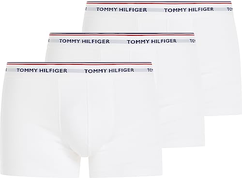 Tommy Hilfiger Herren 3er Pack Boxershorts Trunks Unterwäsche, Weiß (White), S von Tommy Hilfiger