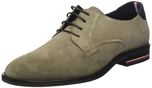 Tommy Hilfiger Herren Anzugschuhe Signature Hilfiger Suede Shoe aus Wildleder, Beige (Nomad), 40 EU von Tommy Hilfiger