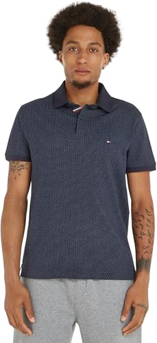 Tommy Hilfiger Herren Poloshirt Kurzarm Slim Fit, Blau (Desert Sky), XS von Tommy Hilfiger