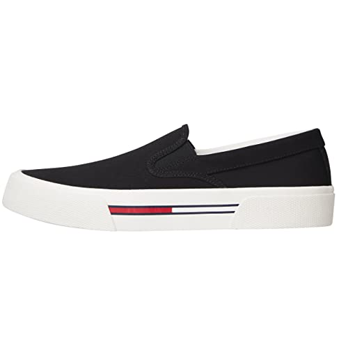 Tommy Hilfiger Herren Slipper Tommy Jeans Slip ON Canvas Color Black schwarz - 41/41.0 von Tommy Hilfiger