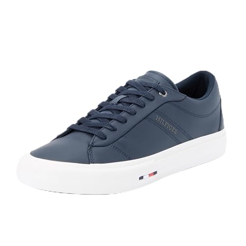 Tommy Hilfiger Herren Low Top Sneaker aus Leder, Blau (Desert Sky), 40 von Tommy Hilfiger