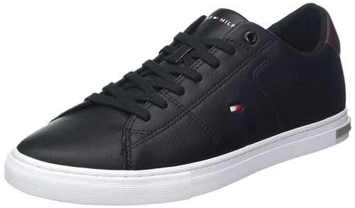 Tommy Hilfiger Herren Sneakers Essential Leather Detail Vulc, Schwarz (Black), 46 von Tommy Hilfiger