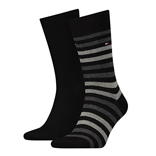 Tommy Hilfiger Herren Socken Duo Stripe 4er Pack, Größe:39-42;Farbe:Black (200) von Tommy Hilfiger