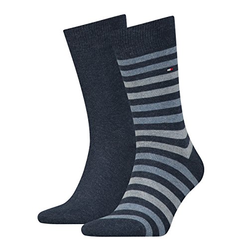 Tommy Hilfiger Herren Socken Duo Stripe 4er Pack, Größe:39-42;Farbe:Jeans (356) von Tommy Hilfiger