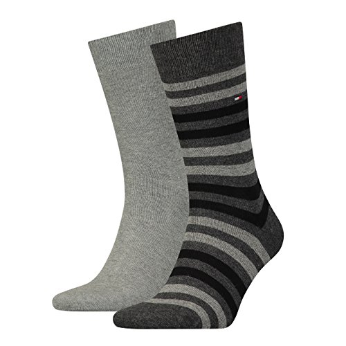 Tommy Hilfiger Herren Socken Duo Stripe 4er Pack, Größe:39-42;Farbe:Middle grey Melange (758) von Tommy Hilfiger