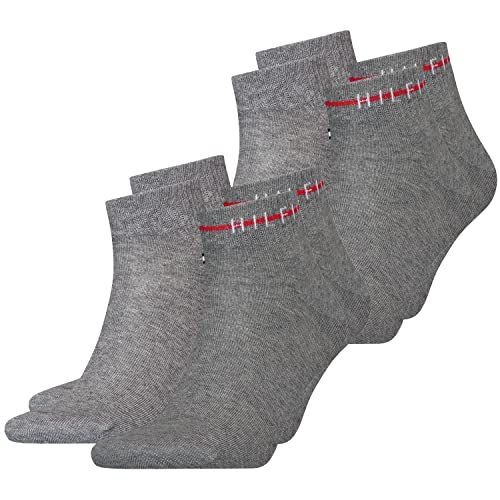 Tommy Hilfiger Herren Socken Kurzsocken Quarter CF2Y Socks 4 Paar, Farbe:Grau, Größe:43-46, Artikel:-002 mid grey melange von Tommy Hilfiger