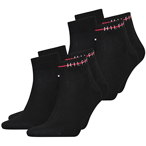 Tommy Hilfiger Herren Socken Kurzsocken Quarter CF2Y Socks 4 Paar, Farbe:Schwarz, Größe:43-46, Artikel:-003 black von Tommy Hilfiger