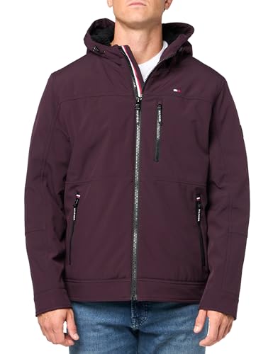 Tommy Hilfiger Herren Gefüllte Softshelljacke Kapuze und offenem Boden und Sherpa-Futter, Port, XL von Tommy Hilfiger