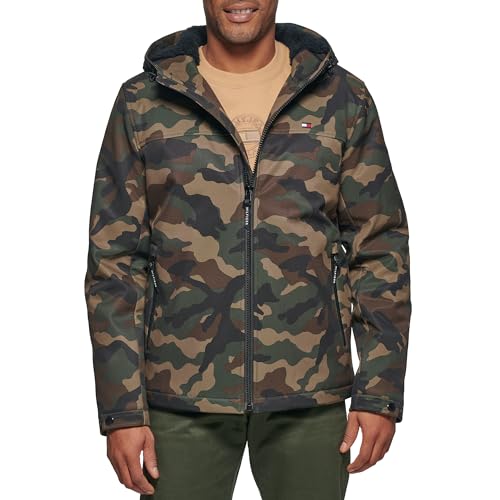 Tommy Hilfiger Herren Softshelljacke mit Sherpa-Futter Jacke, Camouflage, M von Tommy Hilfiger