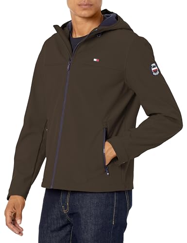 Tommy Hilfiger Herren Soft Shell Water Resistant Hooded Jacket Übergangsjacke, Oliv/Blatt für Mich (Leaf It to Me), 2X von Tommy Hilfiger