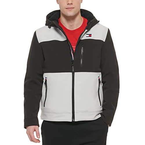 Tommy Hilfiger Herren Softshelljacke mit Sherpa-Futter, Schwarz/Eis-Kombi, M von Tommy Hilfiger