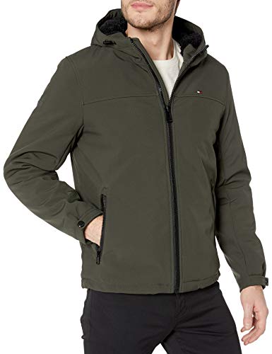 Tommy Hilfiger Herren Soft Shell Sherpa Lined Performance Jacket Daunenalternativer Mantel, Grün, L von Tommy Hilfiger