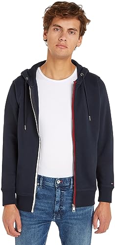 Tommy Hilfiger Herren Hoodie mit Reißverschluss Zipper, Blau (Desert Sky), S von Tommy Hilfiger